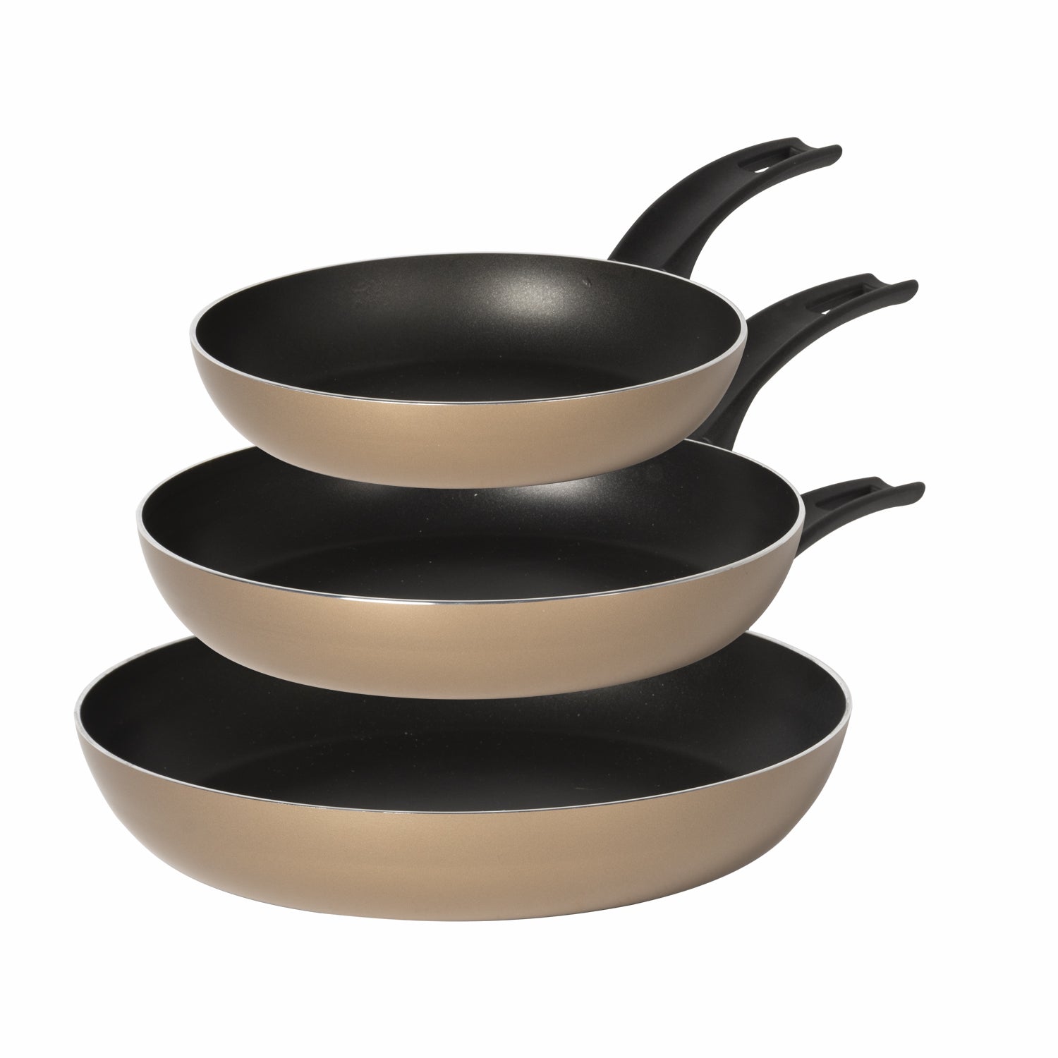 GUSTO CASA - Padelle Antiaderenti in alluminio Hi-Titanium - set 3 pezzi